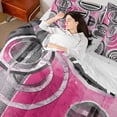 thumbnail image 4 of Homewish Modern Abstract Artistic 7pcs Bedding Comforter Set,Geometric Circle Queen Bedding Sets,Pink Gray White Queen Sheet Sets For Girls,Luxury Bedroom Decor Reversible, 4 of 8