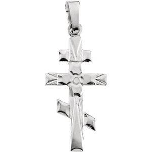 - Jewels By Lux 14k White Gold 32x18mm Orthodox Cross Pendant