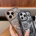 thumbnail image 3 of for iPhone 15 6.1" Bling Case Women Girls Luxury Gradient Glitter Paper + Clear Back Case Diamond Sparkle 3D Butterflies Pattern Shockproof Plating Phone Cover for iPhone 15, Pink, 3 of 9