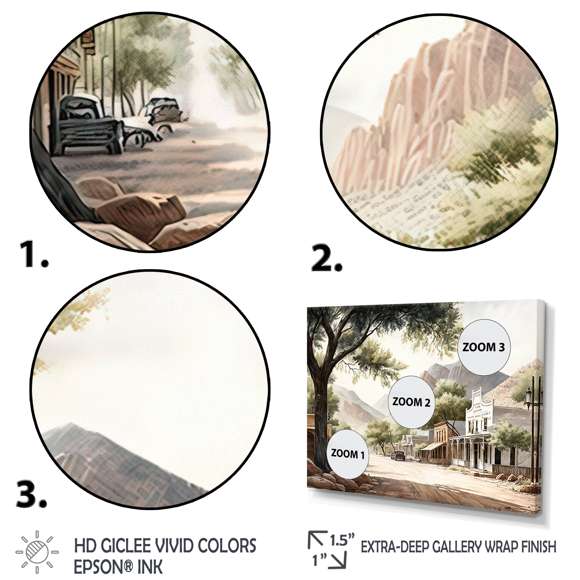 Designart Small Town Wild West I Canvas Wall Art