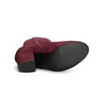 thumbnail image 5 of BLISSFUL STEP Women's Side Zipper Block Heel Ankle Boots Burgundy 6, 5 of 8