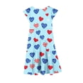 thumbnail image 5 of Girls Short Sleeve Ruffled Dress 4th of July Outfits for Girls, Red White Blue Print Summer Sundress Casual Playwear 9-10 Years, 5 of 6