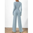 thumbnail image 3 of PRETTYGARDEN Women's 2 Piece Lounge Sets Asymmetrical Long Sleeve T Shirt Wide Leg Pants Casual Outfits Tracksuit, 3 of 8