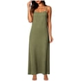 thumbnail image 5 of VBVC Women's Spaghetti Strap Cotton Linen Maxi Dress , Ladies' Square Neck Casual Slip Dress , Summer Beach Vacation Long Dresses For Women,Army Green,S-2XL, 5 of 10