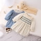 thumbnail image 2 of Vestido de princesa de estilo coreano para niñas de 0 a 6 años, vestido acampanado con cuello Peter Pan de encaje bonito para primavera 2025, ropa para bebés, 2 of 6