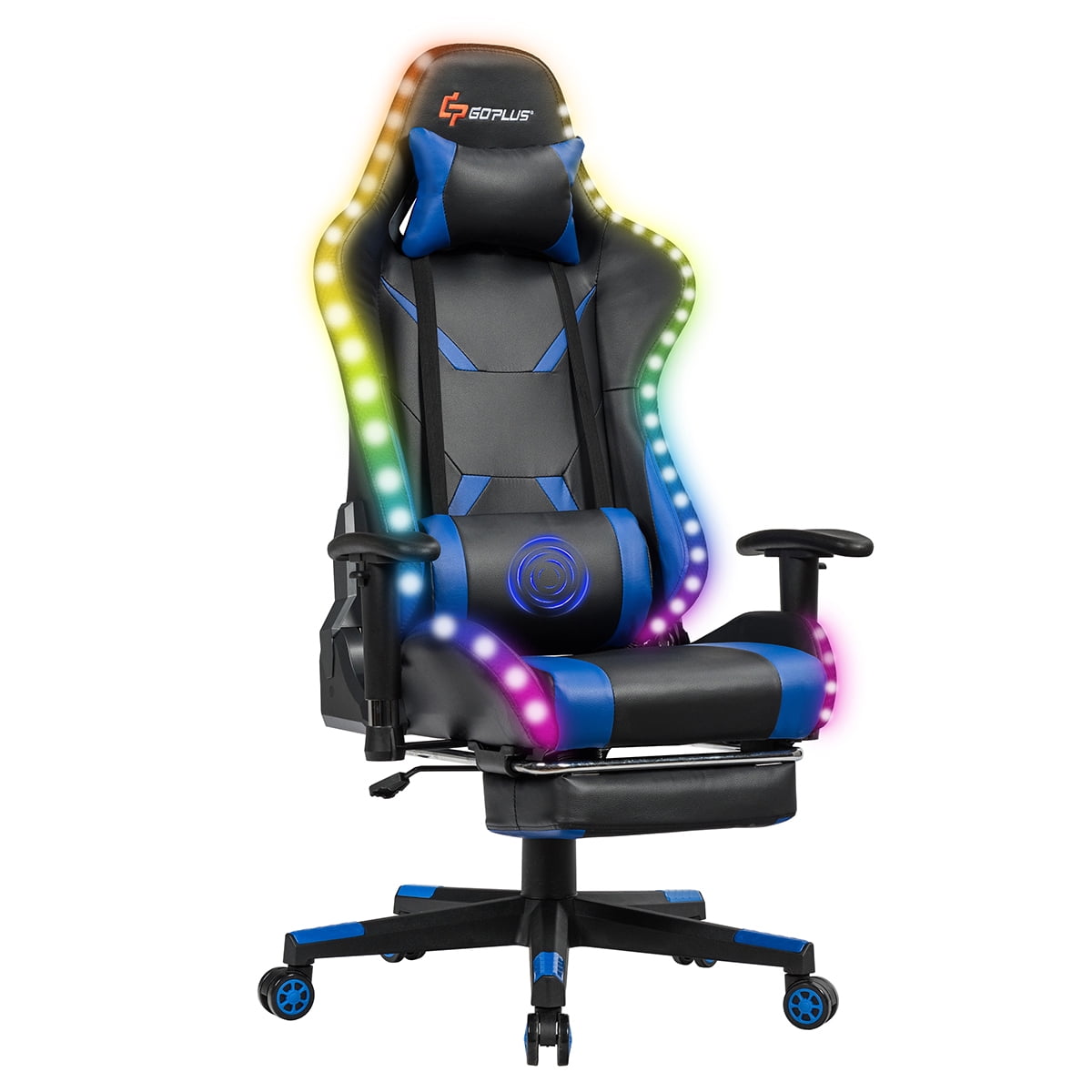 Goplus Gaming  Racing Chair  w LED  Massage Lumbar Support 