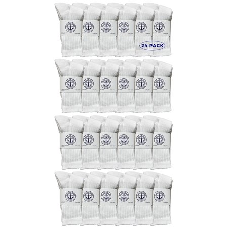 

24 Pairs Of Yacht & Smith Wholesale Kids Crew Socks Childrens Cotton Casual Crew Socks Size 6-8 (White)