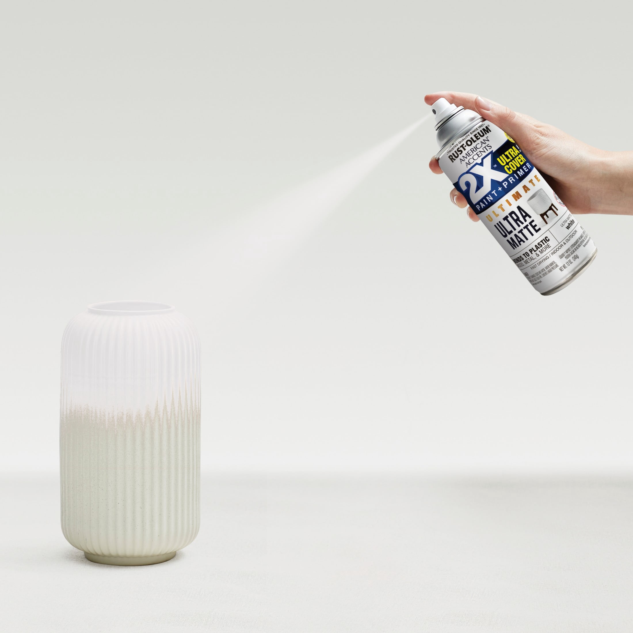 (2 pack) White, Rust-Oleum American Accents 2X Ultra Cover Ultra Matte Spray Paint-328391, 12 oz