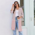 thumbnail image 5 of Zipper Lightweight Robes for Women Soft Summer Housecoats for Women Zip Up Front 3/4 Length Sleeve Knee Length Striped Fashion Sleepwear Nightgown with Pockets Multicolor XXL, 5 of 8