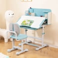 thumbnail image 4 of Costway Kid's Study Desk & Chair Set with Tilt Desktop, Pen Holder & Tray, Reading Stand Navy, 4 of 10