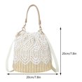 thumbnail image 3 of Bolso de hombro de cubo tejido de encaje para mujer Bolsos de mensajero de paja Bolso de playa (Estilo 1) Ehuebsd Para Estrenar, 3 of 9