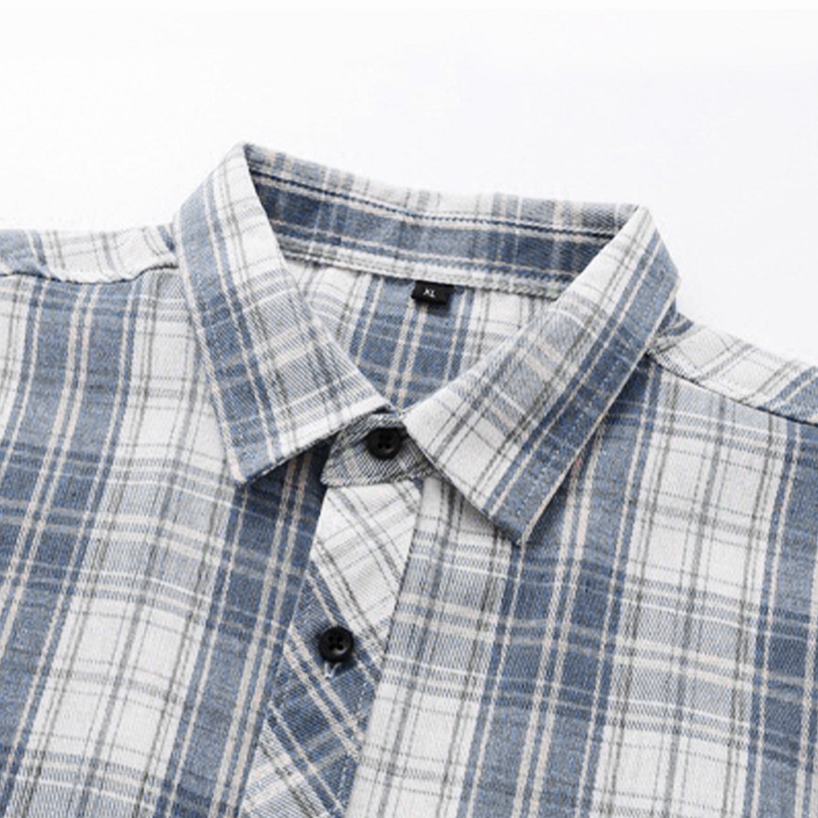 FRSASU Men's Summer Plaid Dress Shirt Short Sleeve Button Down Cuban T-Shirts Western Casual Checkered Button Up Shirts Blue