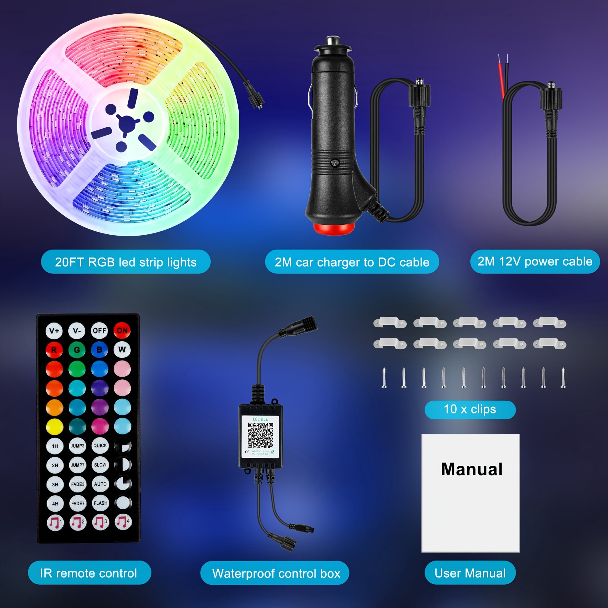 DOLIZU Led Strip Lights, 20ft Light Strips with App Control Remote, 5050 RGB Led Lights for Bedroom, Music Sync Color Changing Lights for Room Party, Suitable for RV decoration.