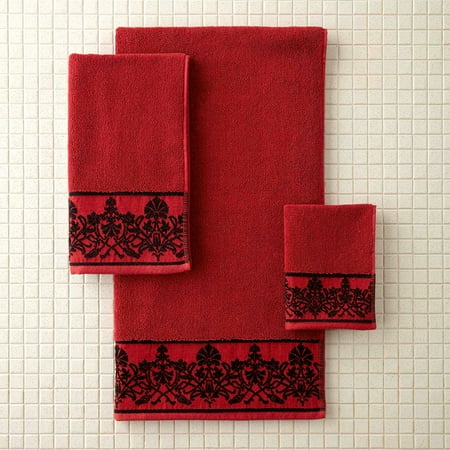 Better Homes and Gardens Red Scroll Decorative Bath Towel Collection