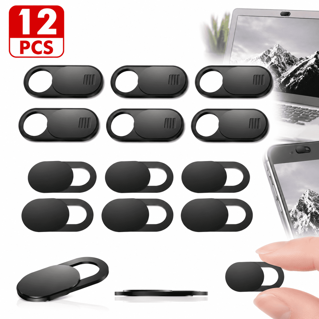 Genreen Laptop Camera Cover Slide, 12 Pack Webcam Cover, Phone Camera Cover, Ultra-Thin Computer Slide - Fits Most Laptop, Desktop, PC, Tablet, Smartphone to Protect Your Privacy and Security