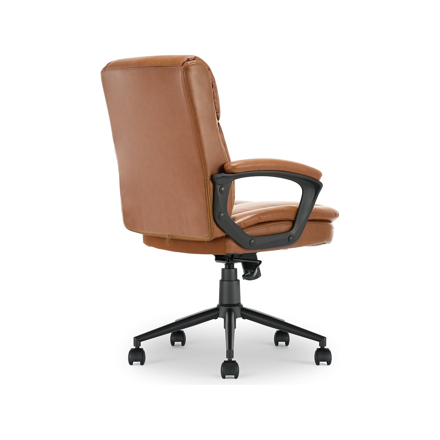 Click365 Transform 2.0 Ergonomic Mid Back Desk Chair Bonded Leather Cognac