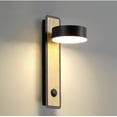 thumbnail image 1 of Rotating LED Wall Lamp, 350 Degree Rotation with Wooden Lampshade, Energy-Saving Modern Interiors Wall Sconce for Warm Lighting, 1 of 7