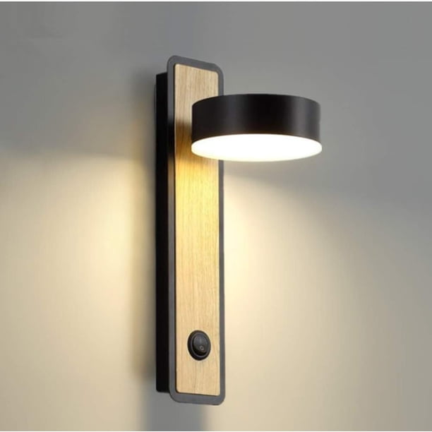 Aplique de pared de madera de estilo industrial japonés, luz LED cálida de bajo consumo, giratorio 360° para diversos espacios interiores, incluidos pasillos, balcones, escaleras, galerías, tiendas,