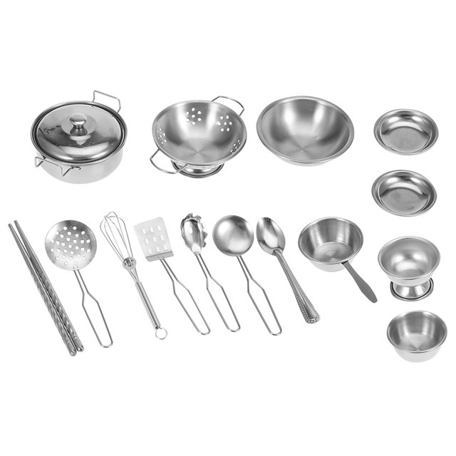 Juego de 16 utensilios de cocina de acero inoxidable para niños