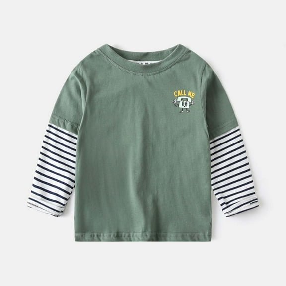 Sentuca Girls Shirts Crew Neck Long Sleeve Tops Casual Color Block Stripe T-Shirt for Kids Clothes Size 18 Months