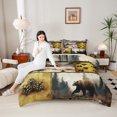 thumbnail image 4 of Manfei Rustic Lodge Cabin Bedding Comforter Set 2pcs, Bear Wolf Deer Plaid Twin Comforter Sets, Vintage Farmhouse Bedding Set, Luxury Bedroom Decor, 4 of 8
