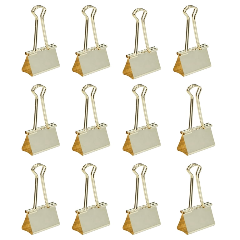 JAM Paper, Colorful Binder Clips, 1 1/2 inch (41 mm), Gold, 12