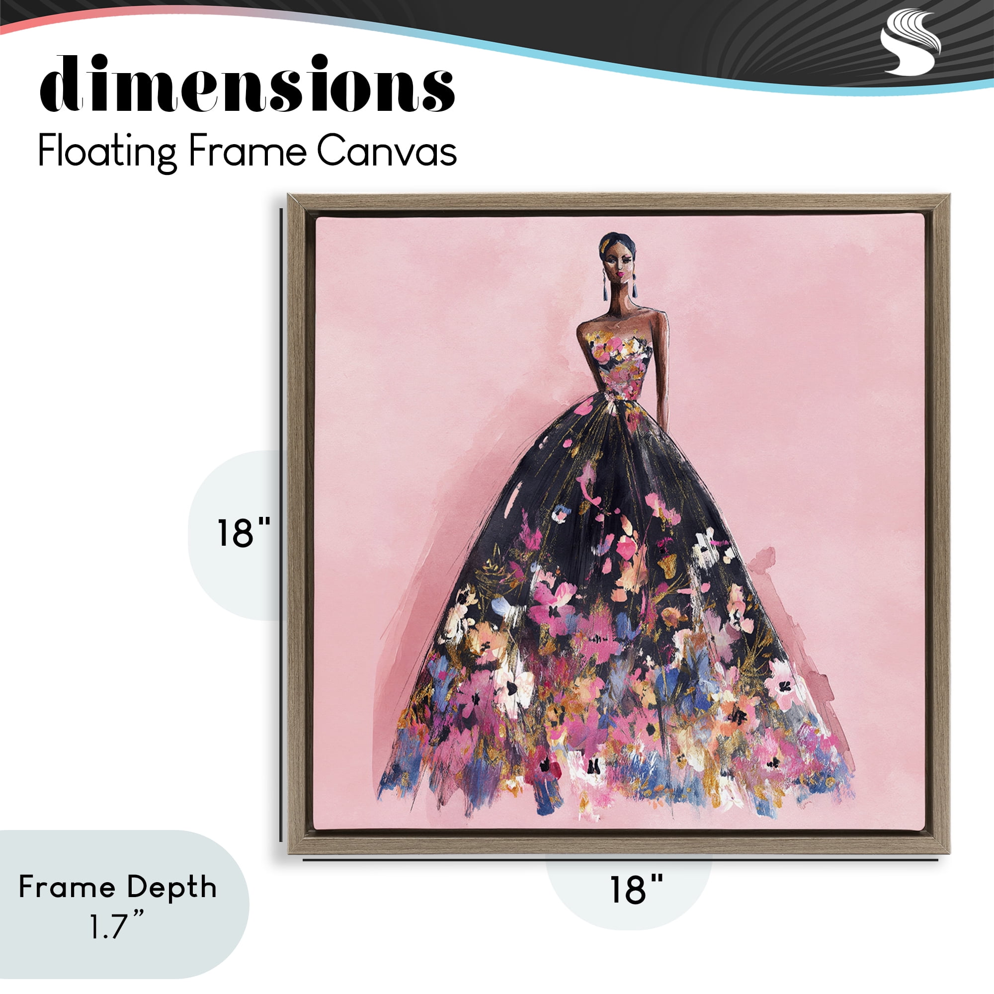 Stupell Industries Floral Reverie Gown Brown Framed Floater Canvas Wall Art, design by Svetlana Aleynikova