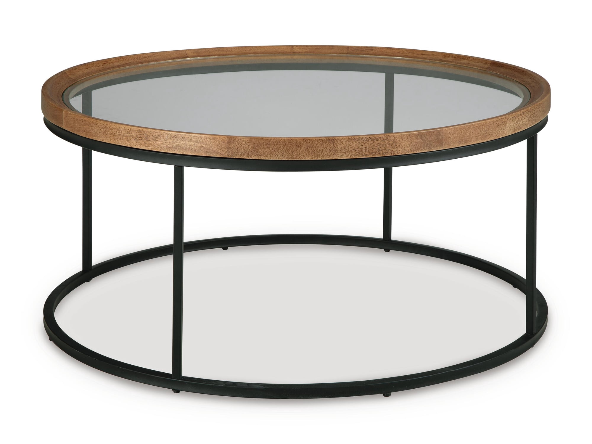 Signature Design By Ashley Noraluna Round Cocktail Table in Medium Brown/Black