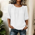 thumbnail image 4 of Yteetum Women's Summer Cotton Linen Tops Oversized Crewneck Half Sleeve Shirts Womens Casual Solid Round Neck Loose Breathable Quickly Dry Short Sleeve T Shirts, 4 of 5