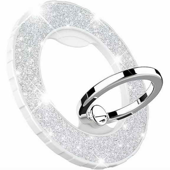 Magnetic Phone Ring Holder for magsafe, Glitter Magnetic Grip Compatible with iPhone 16 15 14 13 12 Pro max,Pro,Plus,Mini Mag Safe Accessories,Adjustable Kickstand,Silver