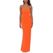 Betsy & Adam Women's Strapless Cutout Detail Scuba Crepe Gown Orange Size 2