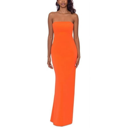 Betsy & Adam Women's Strapless Cutout Detail Scuba Crepe Gown Orange Size 2