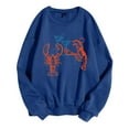 thumbnail image 3 of Arlun Martini Lobster Sweatshirt for Women Vintage Red Lobster Cheers Funny Graphic Long Sleeve Tops Loose Fit Soft Comfortable Casual Workout Crewneck Pullovers Blue S, 3 of 3