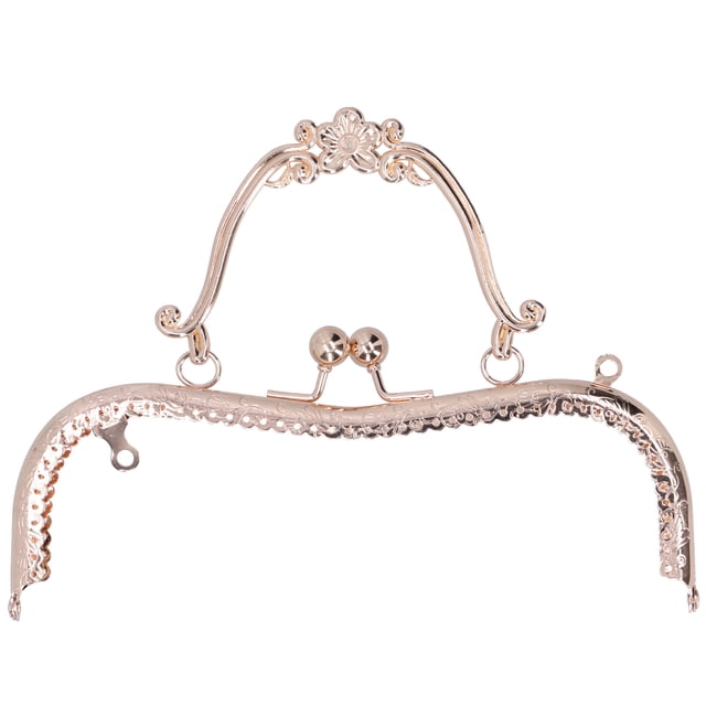 Haofy Metal Purse Frame Metal Purse Frame Kiss Clasp Lock Retro Embossed Handle Hardware Accessories 20.5cm Purse Frame