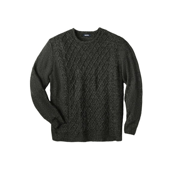 KingSize Men's Big & Tall Soft Cable Knit Crewneck Sweater