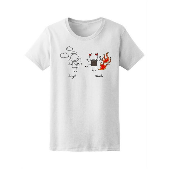 Cute Angel And Devil T-Shirt Women -Image by Shutterstock, Female XX-Large