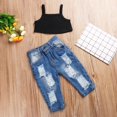 thumbnail image 2 of 2Pcs Baby Girls Summer Clothes Set Ribbed Knit Cropped Camisole Ripped Jeans, 2 of 7