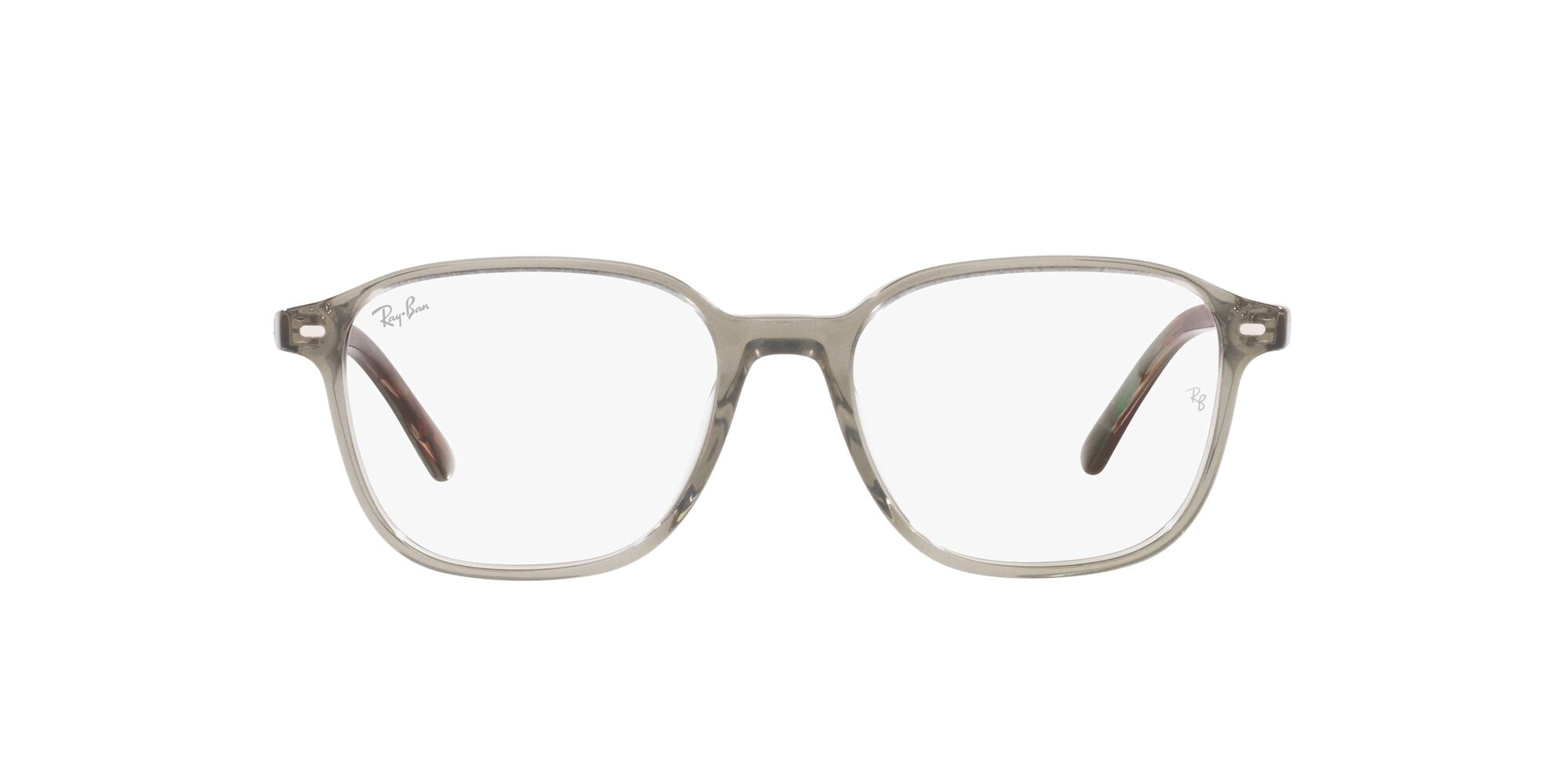 Ray-Ban Leonard Optics Glasses, Prescription Eyeglasses with Case, Demo Lens/Transparent Green, Size 51
