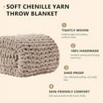 thumbnail image 2 of Chunky Knit Blanket Throw: 50''x60'' Chenille Chunky Knitted Throw Blanket for Bed Couch - Handmade Thick Big Cable Knit Blanket - Large Crochet Rope Blanket for Home Decor(Light Taupe), 2 of 7