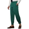 thumbnail image 4 of INSPIRE CHIC Men's Cropped Formal Solid Color Double Pleated Dress Pants 30 Dark Green, 4 of 5