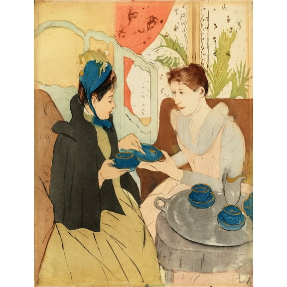 Afternoon Tea Party by Mary Cassatt - 12" x 18" Art Print Wall Decor