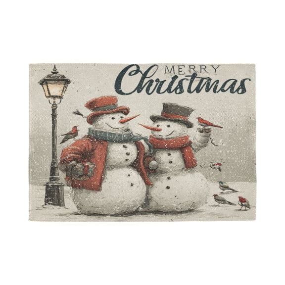 Qxltty Vintage Snowmen Placemats Set of 1 Heat Resistant Non-Slip Place mat for Dining Table Washable Durable Polyester Woven Table Decorations
