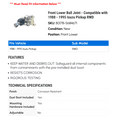 thumbnail image 2 of Front Lower Ball Joint - Compatible with 1988 - 1995 Isuzu Pickup RWD 1989 1990 1991 1992 1993 1994, 2 of 2