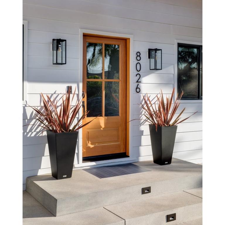 YYST Veradek Pflanzkübel-Set – 2x Taper Planters Espresso, 30 Zoll, Mit Untersetzern