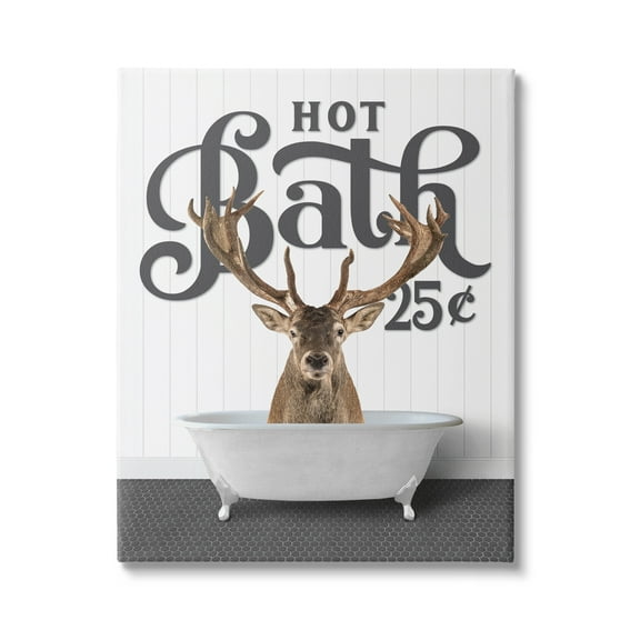 Stupell Industries Vintage Elk Bathtub Animals & Insects Painting Gallery Wrapped Canvas Print Wall Art, 16 x 20