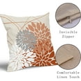 thumbnail image 4 of Orange White Pillow Covers 16x16 Inch Dahlia Flower Decorative Throw Pillows Modern Geometry Floral Outdoor Farmhouse Pillowcase Linen Square Cushion Case Decor for Home Sofa Couch Bed, Set of 2, 4 of 6