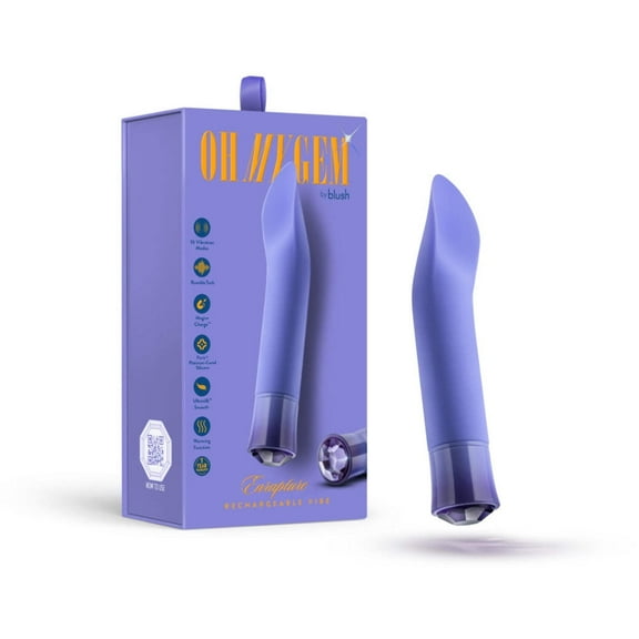 Blush Oh My Gem Enrapture 6.5 Inch Warming Clitoral Vibrator in Tanzanite - Made with Smooth Ultrasilk® Puria™ Silicone
