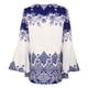 thumbnail image 4 of Camiseta con manga de trompeta estampada Chinoiserie para mujer Camiseta con ojo de cerradura Fridja  hj3104, 4 of 8
