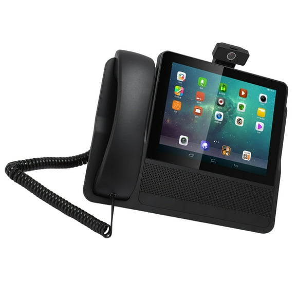 PSTN VOIP Phone, 8 Inch Touch Screen WiFi  Hands Free Calling 2MP Camera IP Video Phone 6 SIP Lines  for Office US Plug