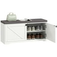 thumbnail image 1 of HOMCOM Shoe Bench with Storage, Padded Shoe Organizer, 8 Pairs, White, 1 of 10